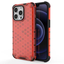 Honeycomb korpuso šarvuotas dangtelis su TPU bamperiu, skirtas iPhone 13 Pro , raudonas