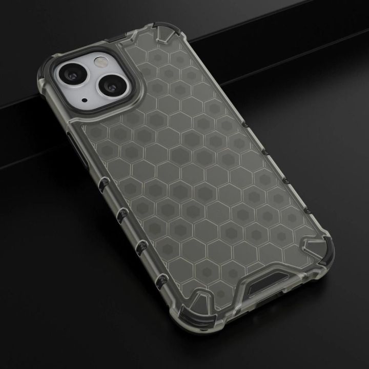 Honeycomb korpuso šarvuotas dangtelis su TPU bamperiu, skirtas iPhone 13 mini , juodas