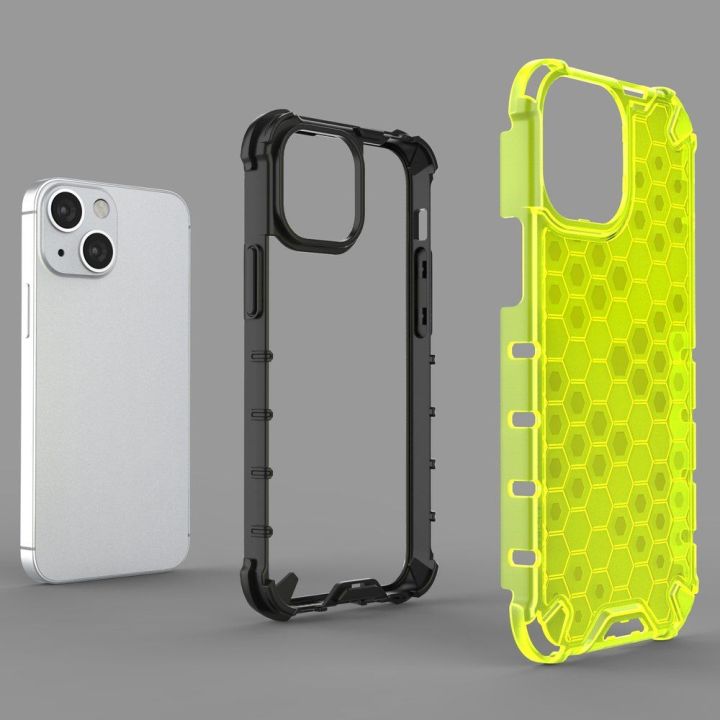 Honeycomb korpuso šarvuotas dangtelis su TPU bamperiu, skirtas iPhone 13 mini , mėlynas