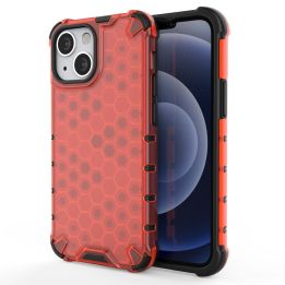 Honeycomb korpuso šarvuotas dangtelis su TPU bamperiu, skirtas iPhone 13 mini , raudonas