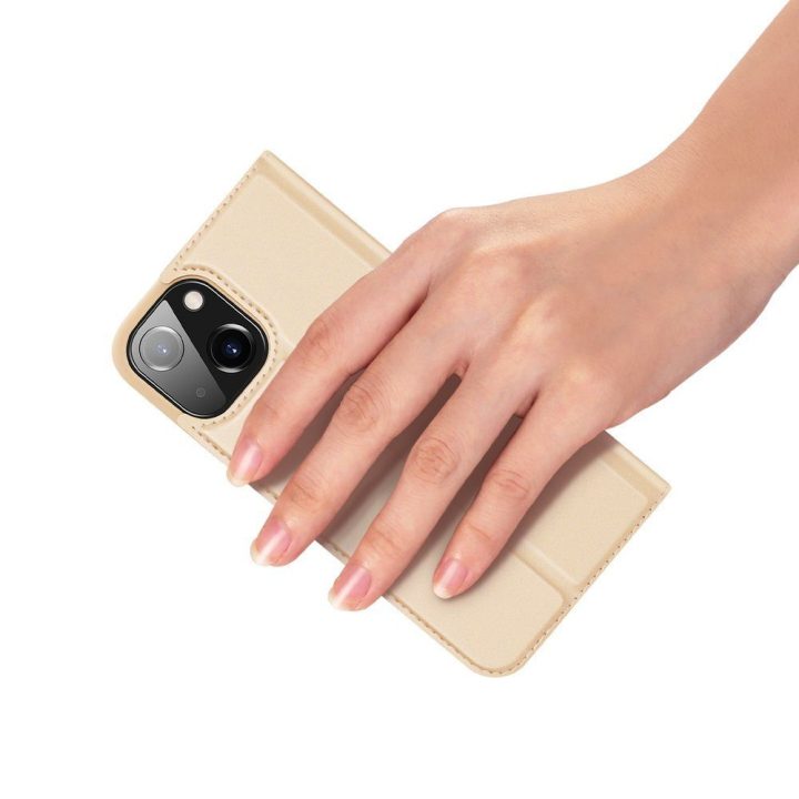 Skin Pro Bookcase tipo dėklas iPhone 13 mini auksinis