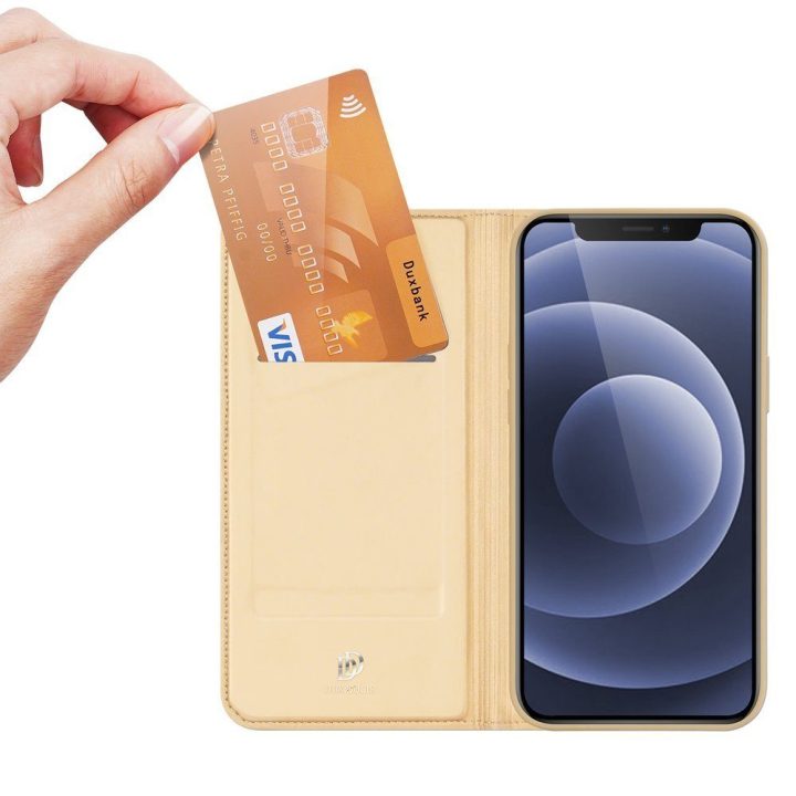 Skin Pro Bookcase tipo dėklas iPhone 13 mini auksinis