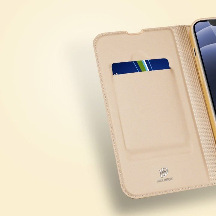 Skin Pro Bookcase tipo dėklas iPhone 13 mini auksinis