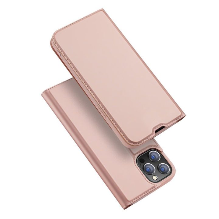 Skin Pro Bookcase tipo dėklas iPhone 13 Pro rožinės spalvos