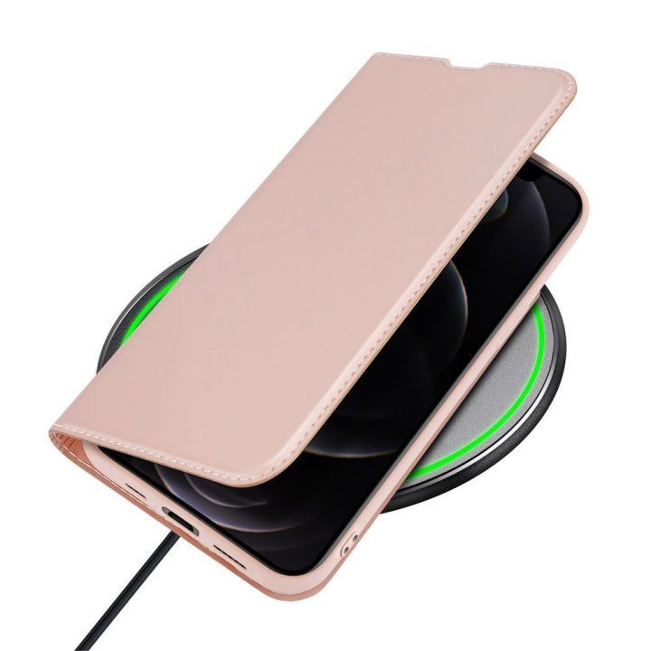 Skin Pro Bookcase tipo dėklas iPhone 13 Pro rožinės spalvos