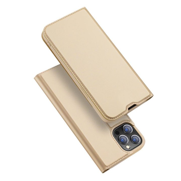 Skin Pro Bookcase tipo dėklas iPhone 13 Pro auksinis