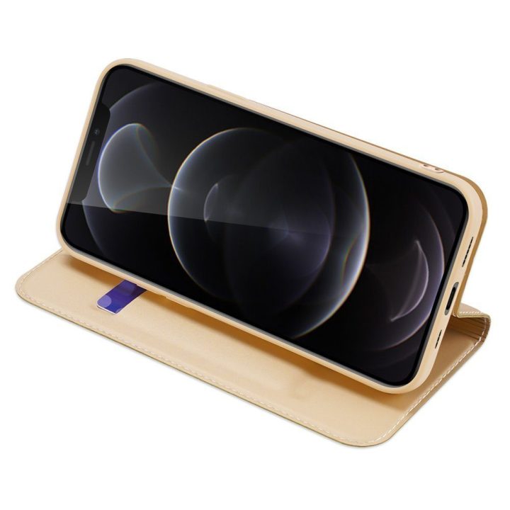 Skin Pro Bookcase tipo dėklas iPhone 13 Pro auksinis