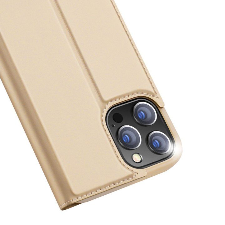 Skin Pro Bookcase tipo dėklas iPhone 13 Pro auksinis