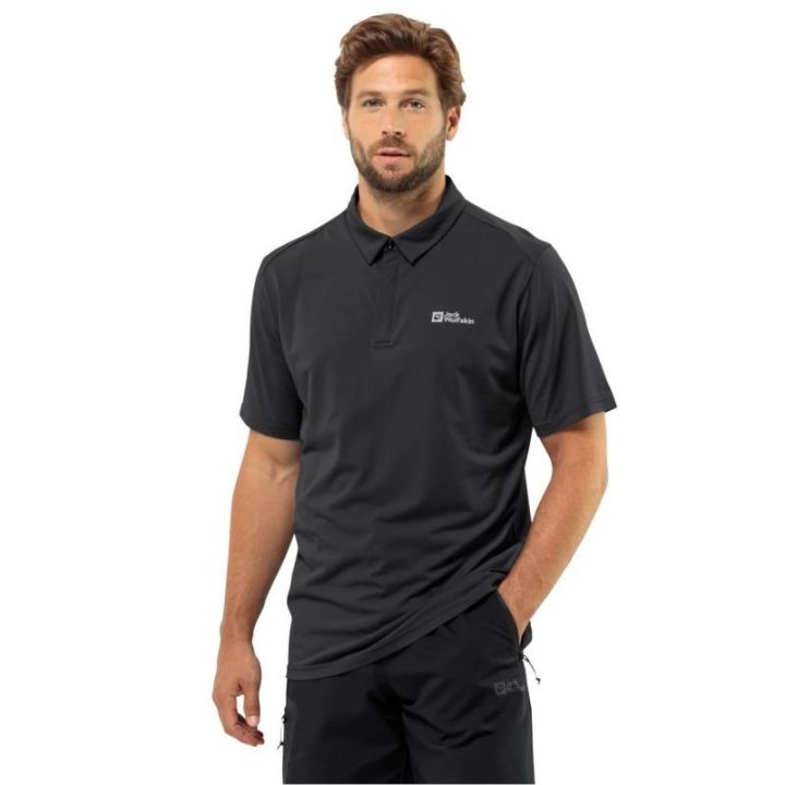 Vyriški polo marškinėliai Jack Wolfskin Delfami, juodi