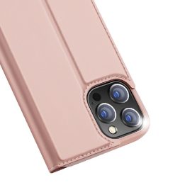 Skin Pro Bookcase tipo dėklas iPhone 13 Pro Max rožinės spalvos