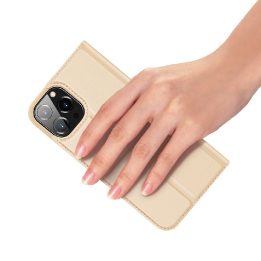 Skin Pro Bookcase tipo dėklas iPhone 13 Pro Max auksinis
