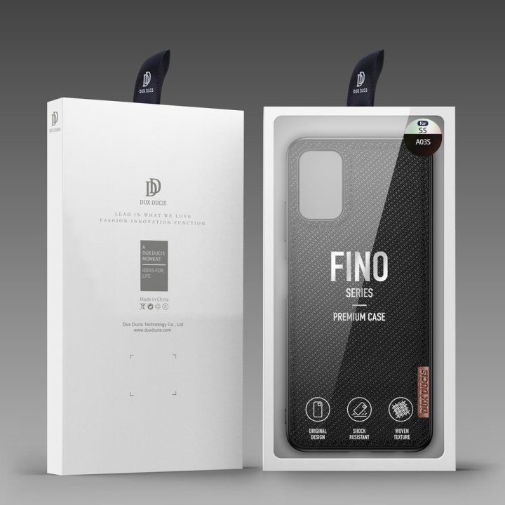 Fino dėklas, padengtas nailono medžiaga, skirtas Samsung Galaxy A03s , juodas