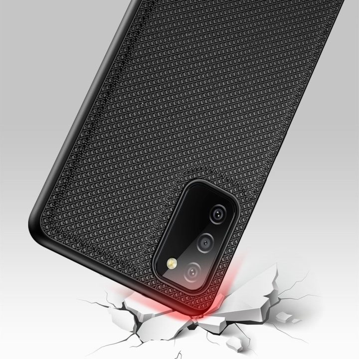 Fino dėklas, padengtas nailono medžiaga, skirtas Samsung Galaxy A03s , juodas