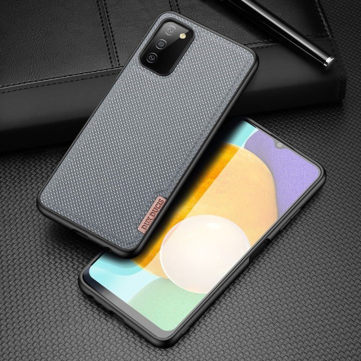 Fino dėklas, padengtas nailono medžiaga, skirtas Samsung Galaxy A03s , pilkos spalvos