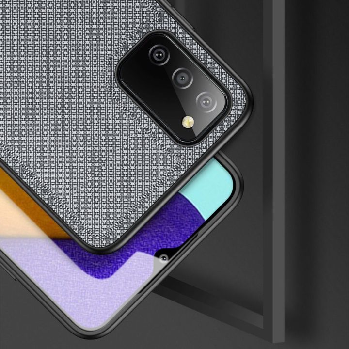 Fino dėklas, padengtas nailono medžiaga, skirtas Samsung Galaxy A03s , pilkos spalvos