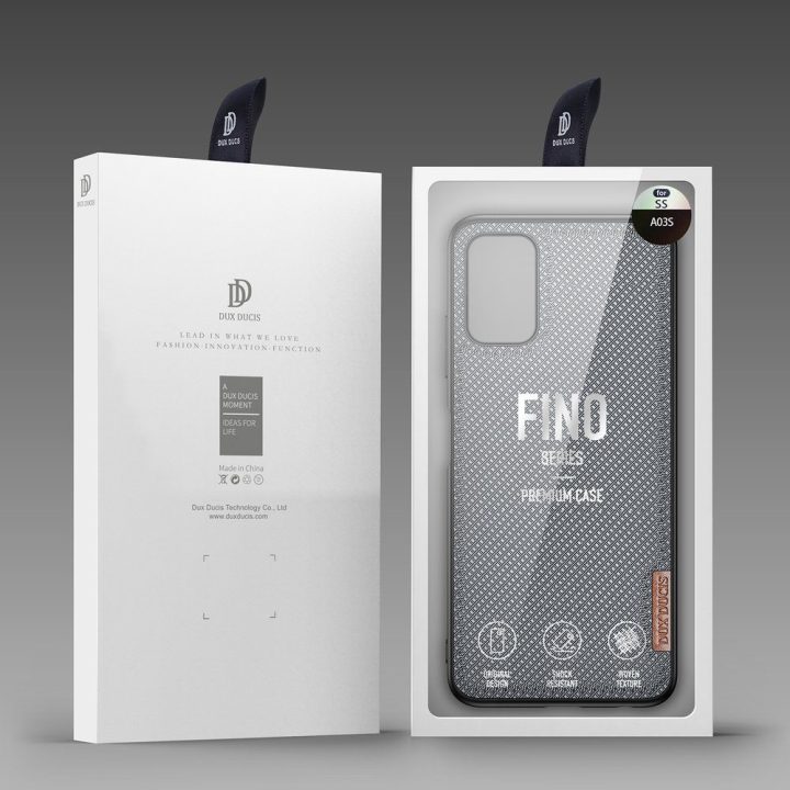 Fino dėklas, padengtas nailono medžiaga, skirtas Samsung Galaxy A03s , pilkos spalvos