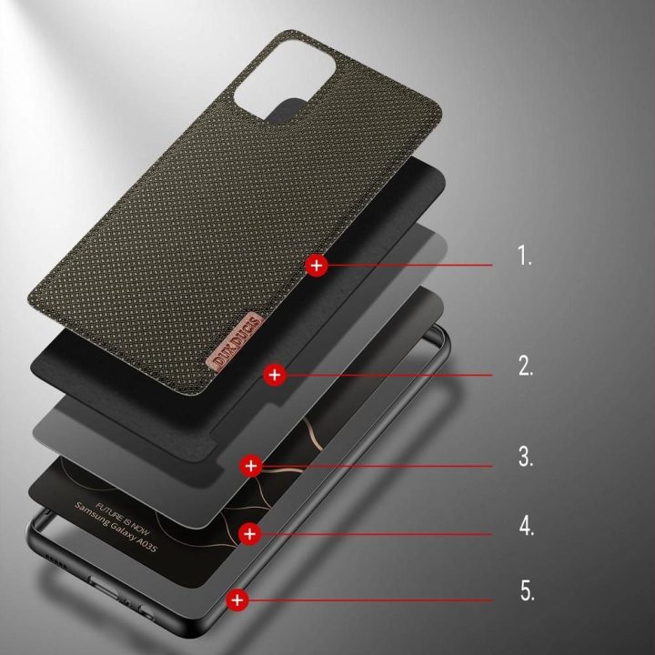 Fino dėklas, padengtas nailono medžiaga, skirtas Samsung Galaxy A03s , žalias