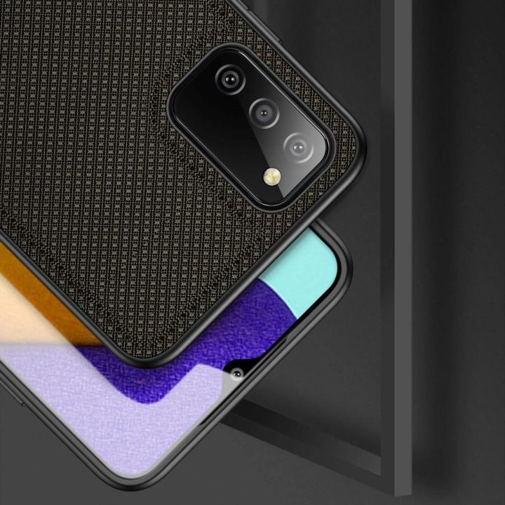 Fino dėklas, padengtas nailono medžiaga, skirtas Samsung Galaxy A03s , žalias