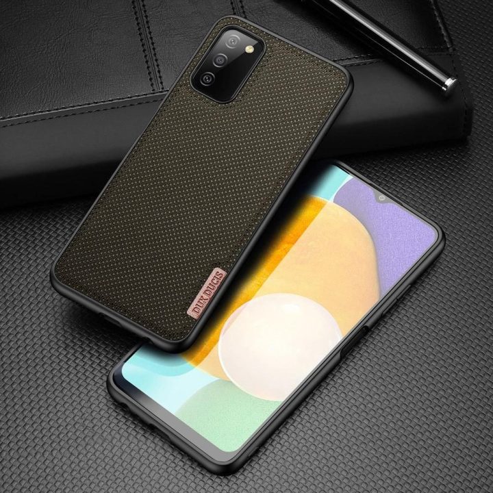 Fino dėklas, padengtas nailono medžiaga, skirtas Samsung Galaxy A03s , žalias