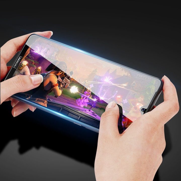 10D grūdinto stiklo ekrano apsauga su rėmeliu, skirta Nokia 1.4 permatomam ekranui (pritaikyta dėklui)