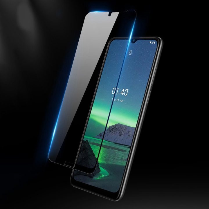 10D grūdinto stiklo ekrano apsauga su rėmeliu, skirta Nokia 1.4 permatomam ekranui (pritaikyta dėklui)