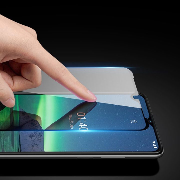 10D grūdinto stiklo ekrano apsauga su rėmeliu, skirta Nokia 1.4 permatomam ekranui (pritaikyta dėklui)