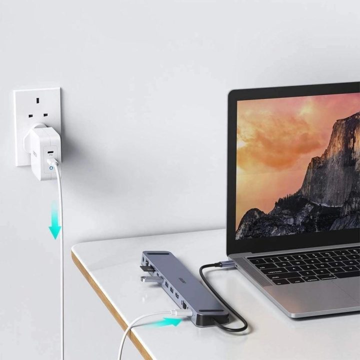 daugiafunkcinis doko stotelės adapteris HUB USB Typ C 11in1 100W PD pilkos spalvos (HUB-M20)