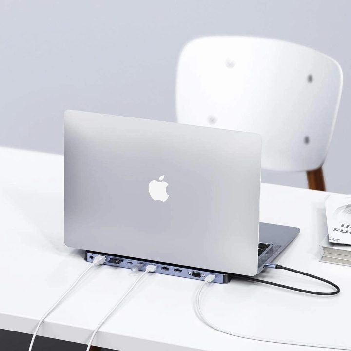 daugiafunkcinis doko stotelės adapteris HUB USB Typ C 11in1 100W PD pilkos spalvos (HUB-M20)