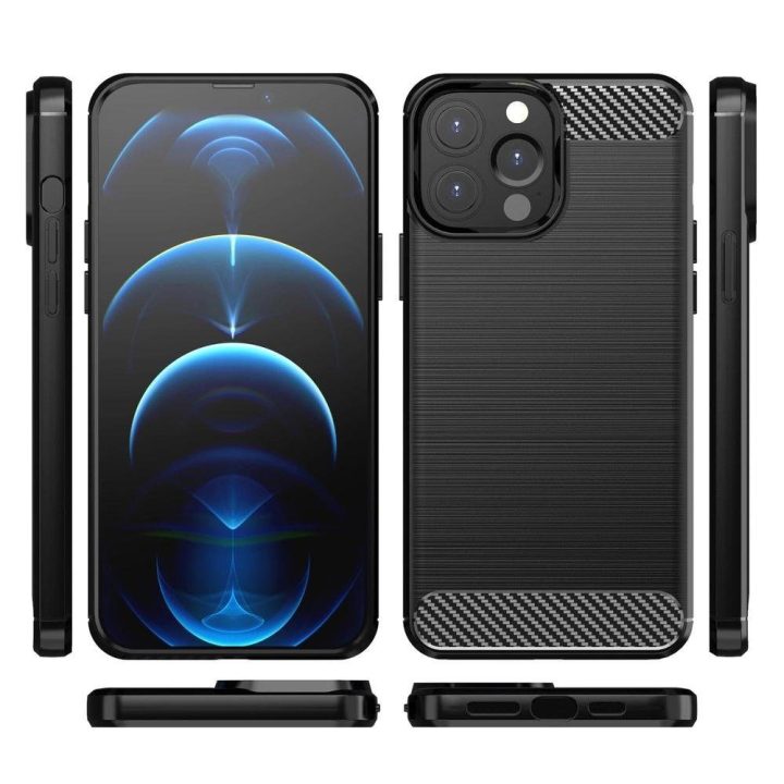Carbon Case lankstus dangtelis TPU dėklas iPhone 13 Pro Max , juodas