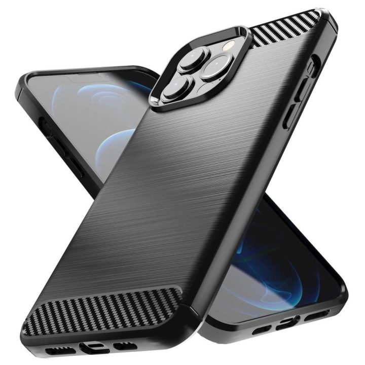 Carbon Case lankstus dangtelis TPU dėklas iPhone 13 Pro Max , juodas