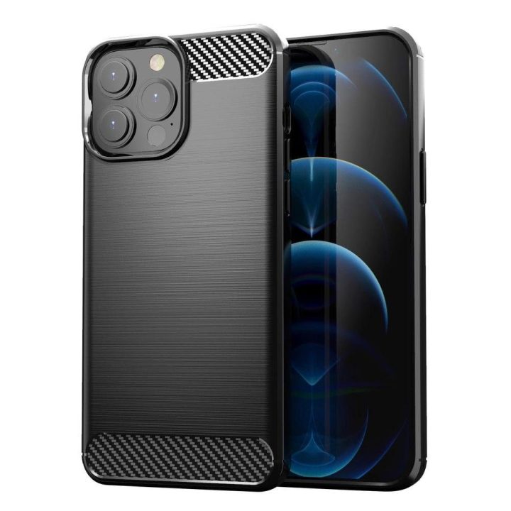 Carbon Case lankstus dangtelis TPU dėklas iPhone 13 Pro Max , juodas