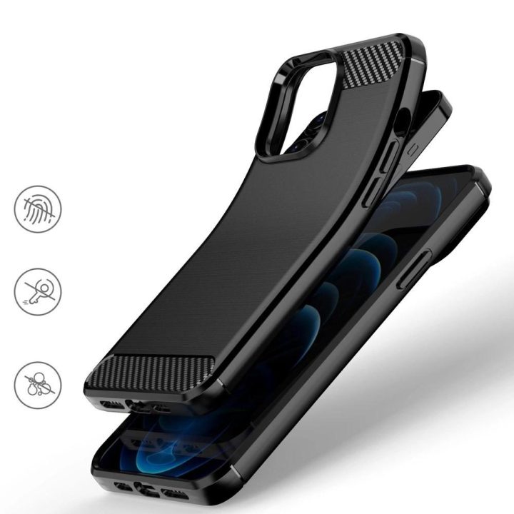 Carbon Case lankstus dangtelis TPU dėklas iPhone 13 Pro Max , juodas