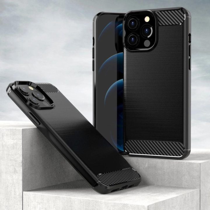 Carbon Case lankstus dangtelis TPU dėklas iPhone 13 Pro Max , juodas
