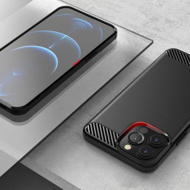 Carbon Case lankstus dangtelis TPU dėklas iPhone 13 Pro Max , juodas