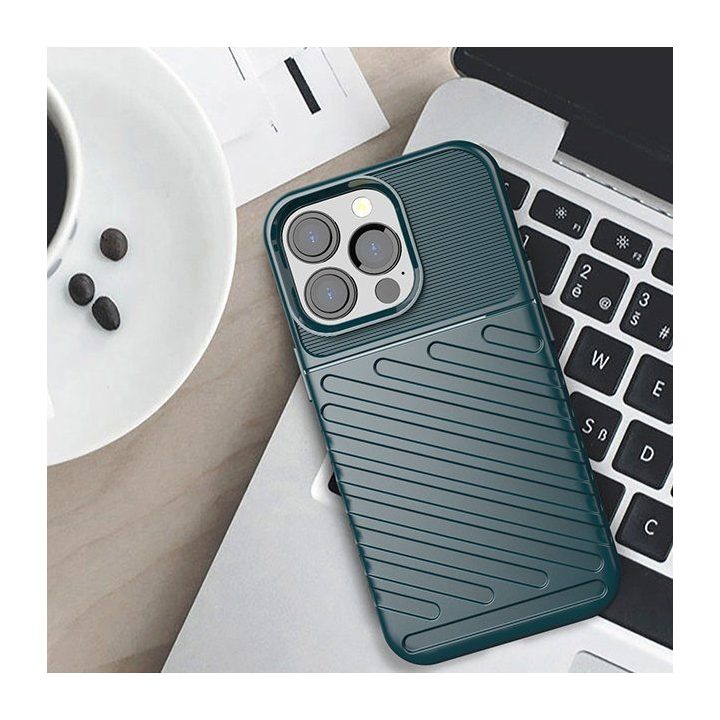 Thunder Case lankstus, tvirtas, atsparus dangtelis TPU dėklas, skirtas iPhone 13 Pro , žalias