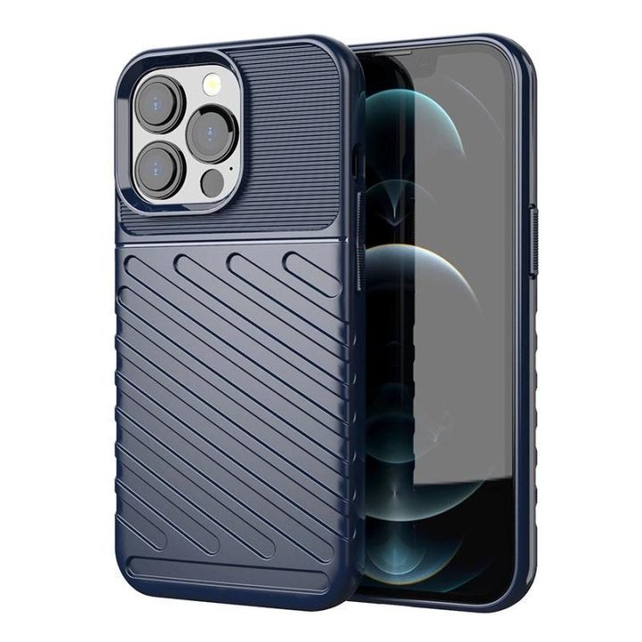 Thunder Case lankstus, tvirtas, atsparus dangtelis TPU dėklas, skirtas iPhone 13 Pro , mėlynas