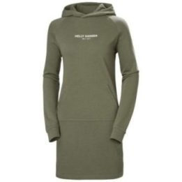 Medvilninė suknelė su gobtuvu Helly Hansen Core, žalia