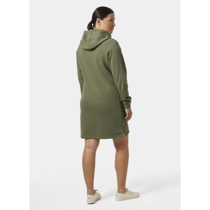 Medvilninė suknelė su gobtuvu Helly Hansen Core, žalia