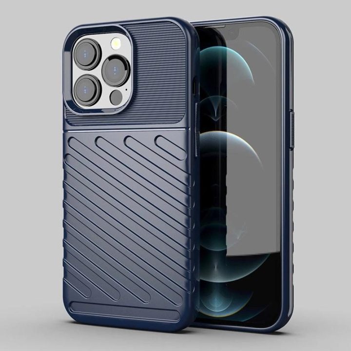 Thunder Case lankstus, tvirtas, atsparus dangtelis TPU dėklas, skirtas iPhone 13 Pro , mėlynas
