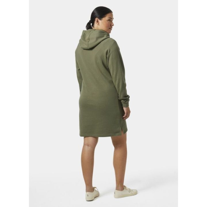 Medvilninė suknelė su gobtuvu Helly Hansen Core, žalia