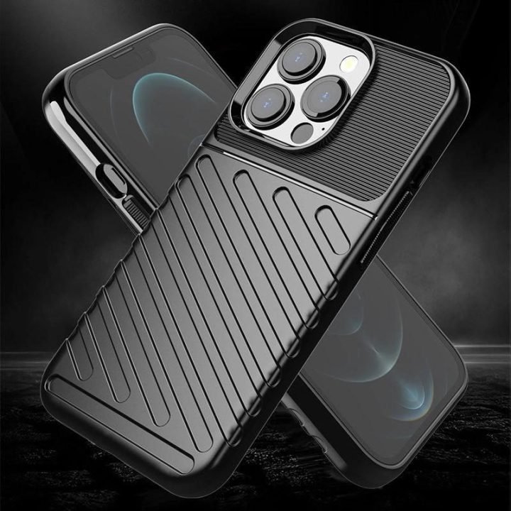 Thunder Case lankstus, tvirtas, atsparus dangtelis TPU dėklas, skirtas iPhone 13 Pro , mėlynas