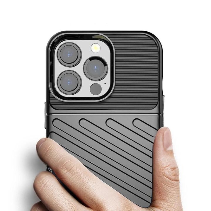 Thunder Case lankstus, tvirtas, atsparus dangtelis TPU dėklas, skirtas iPhone 13 Pro , mėlynas