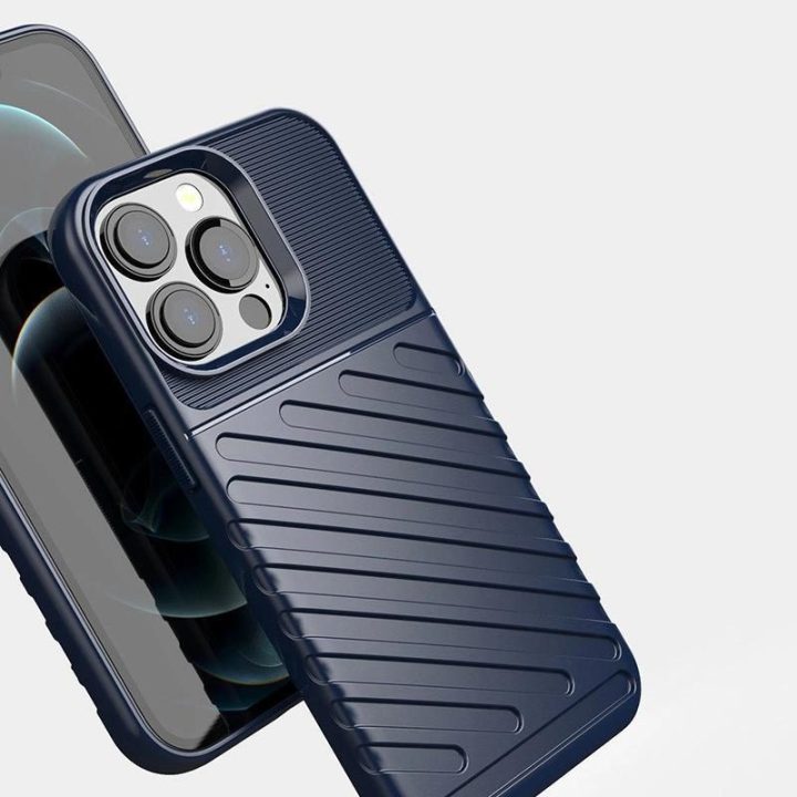 Thunder Case lankstus, tvirtas, atsparus dangtelis TPU dėklas, skirtas iPhone 13 Pro , mėlynas
