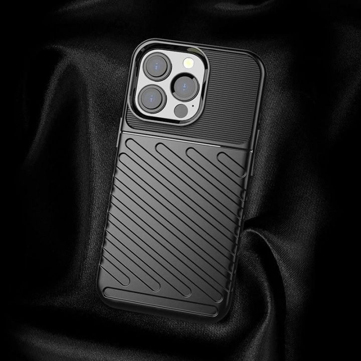 Thunder Case lankstus, tvirtas, atsparus dangtelis TPU dėklas, skirtas iPhone 13 Pro , juodas