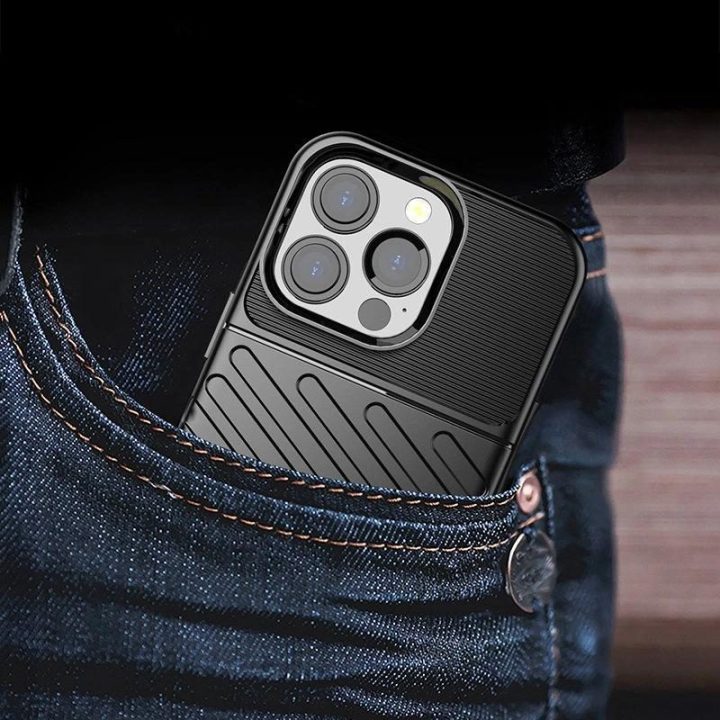 Thunder Case lankstus, tvirtas, atsparus dangtelis TPU dėklas, skirtas iPhone 13 Pro , juodas