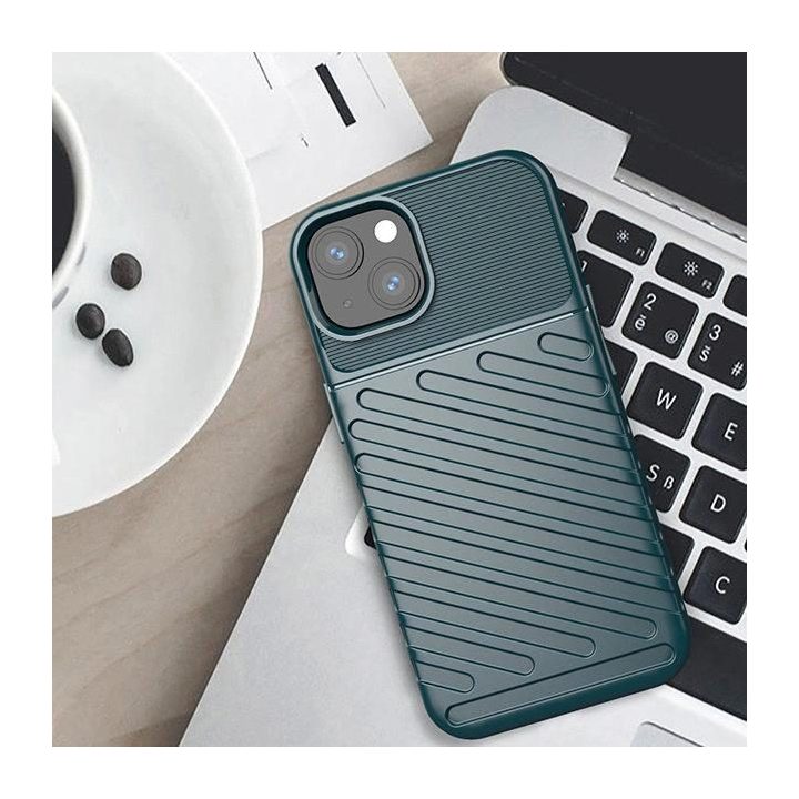 Thunder Case lankstus, tvirtas, atsparus dangtelis TPU dėklas, skirtas iPhone 13 mini , žalias