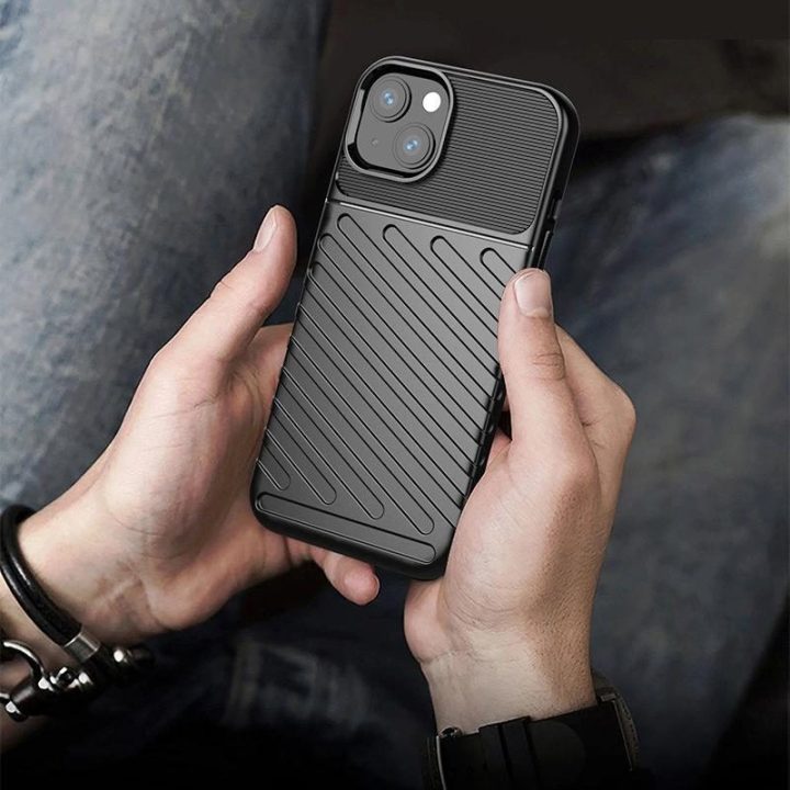 Thunder Case lankstus, tvirtas, atsparus dangtelis TPU dėklas, skirtas iPhone 13 mini , žalias
