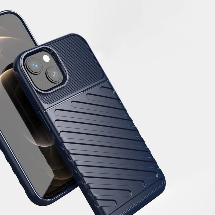 Thunder Case lankstus, tvirtas, atsparus dangtelis TPU dėklas, skirtas iPhone 13 mini , mėlynas
