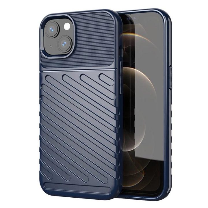 Thunder Case lankstus, tvirtas, atsparus dangtelis TPU dėklas, skirtas iPhone 13 mini , mėlynas