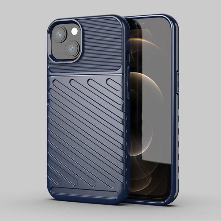 Thunder Case lankstus, tvirtas, atsparus dangtelis TPU dėklas, skirtas iPhone 13 mini , mėlynas